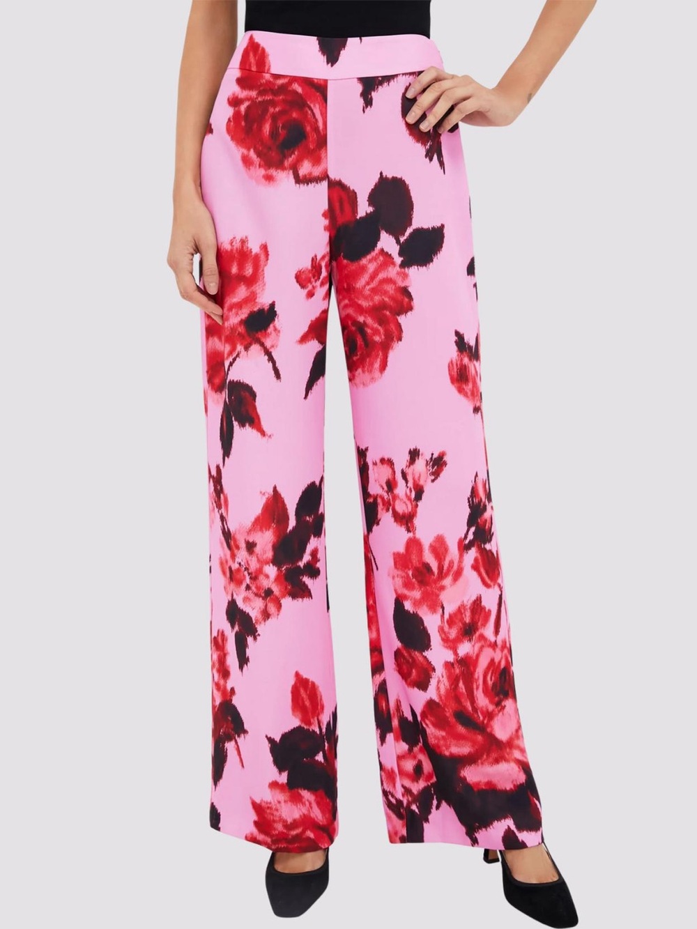 Tuckernuck Cerise Blossom Drapey Twill Erin Wide Leg Pants, Size Large